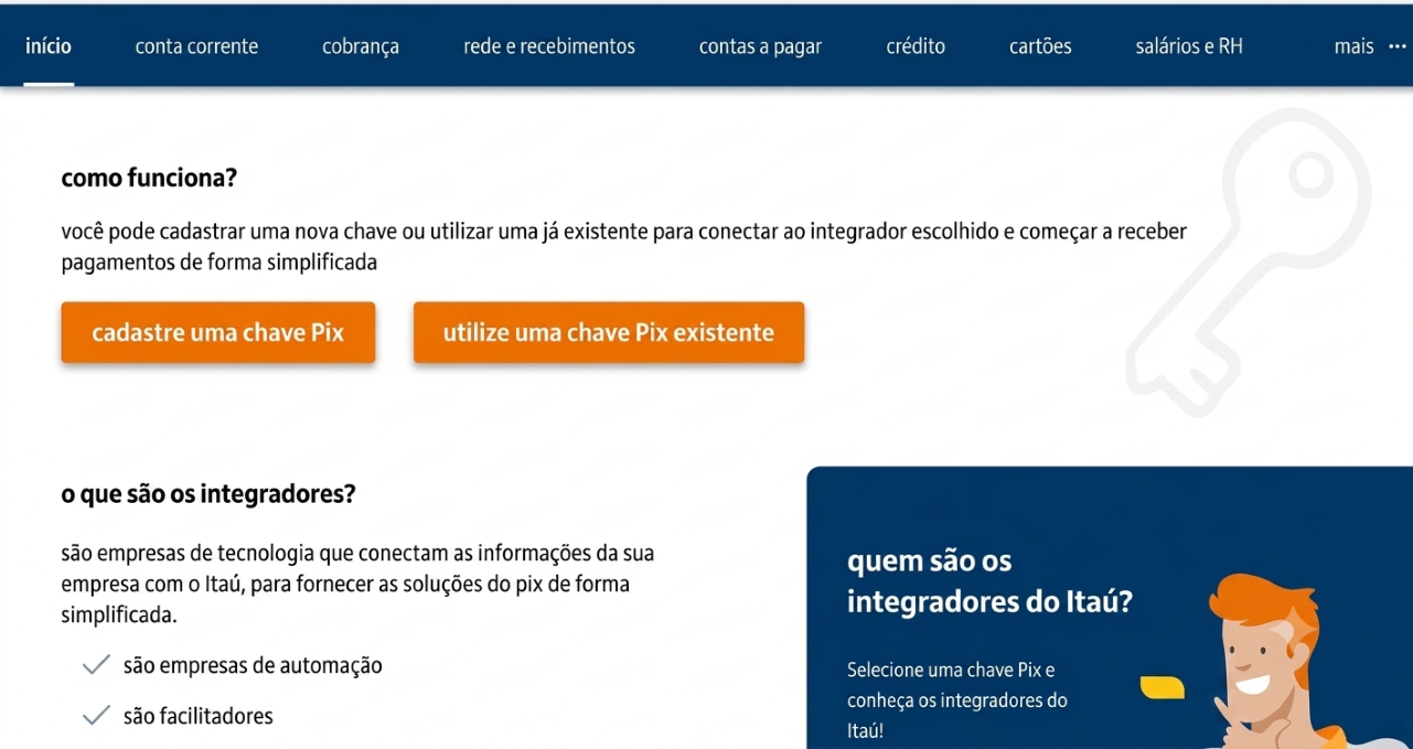 Passo 3 – Cadastrar ou utilizar chave