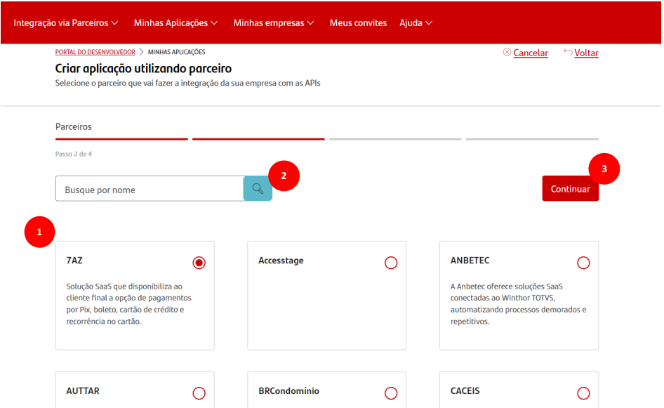 Passo 6 – Busca da empresa parceira