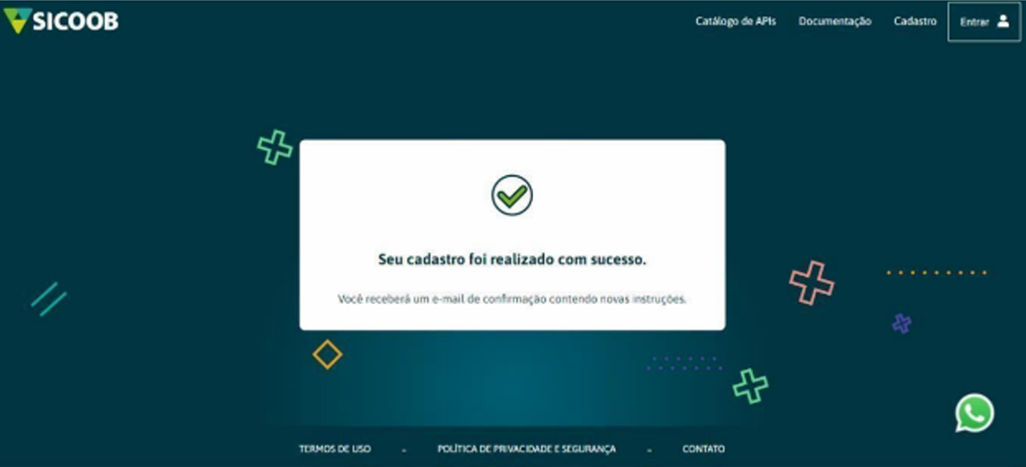 Passo 2 – Cadastro realizado com sucesso