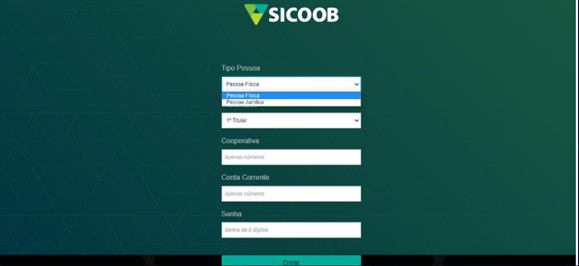 Passo 4 – Login com dados da cooperativa